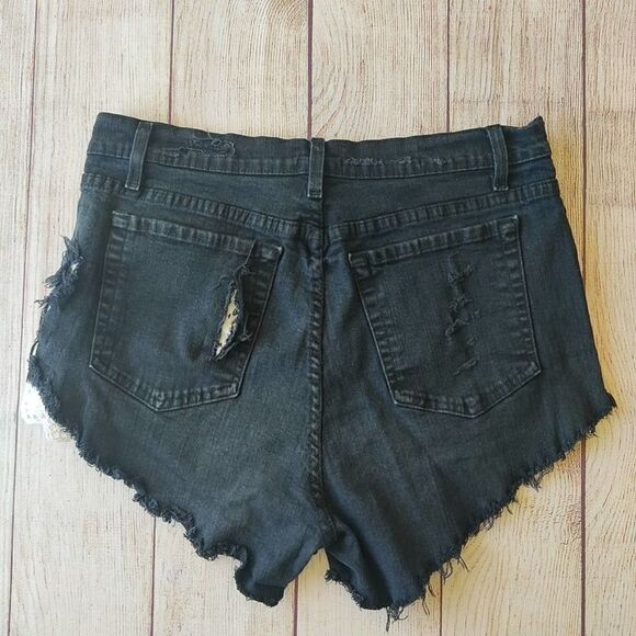 Vintage NYDJ high rise ripped shorts black sz 12 - Picture 2 of 8